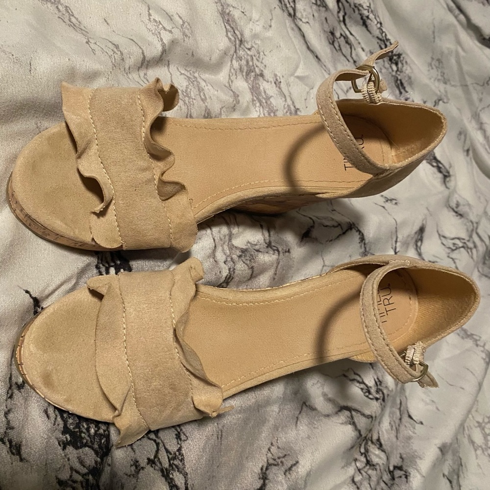 Wedge Tan Faux Suede shoes